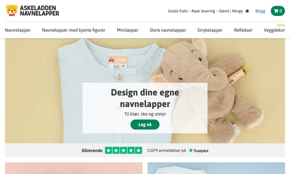 Skjermbilde Navnelapper.no nettside